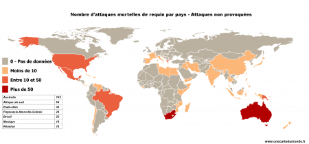 Zones des attaques mortelles de requin