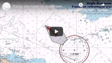 Cours de navigation : comment déterminer une route ou un relèvement vrai avec un rapporteur Breton ou rapporteur Brocemer ?