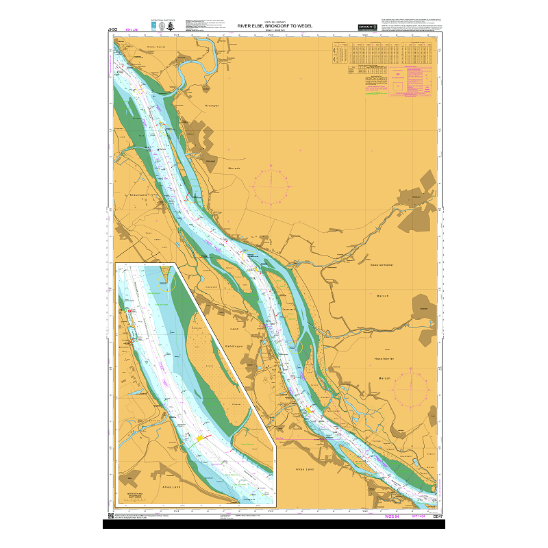 Dutch Hydrographic Office - DE47 - River Elbe, Brokdorf to Wedel