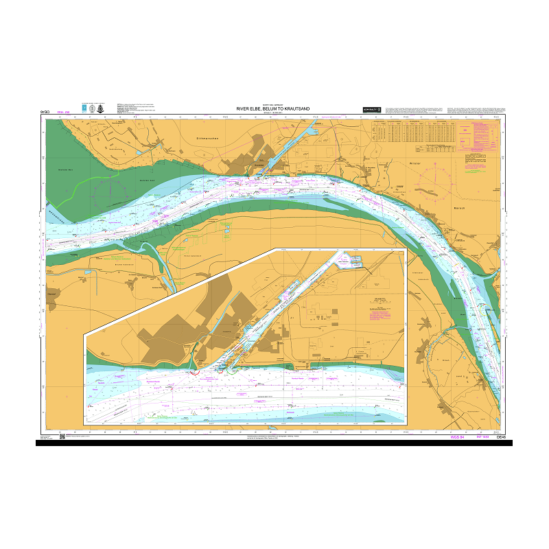 Dutch Hydrographic Office - DE46 - River Elbe, Belum to Krautsand