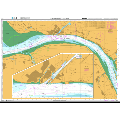 Dutch Hydrographic Office - DE46 - River Elbe, Belum to Krautsand