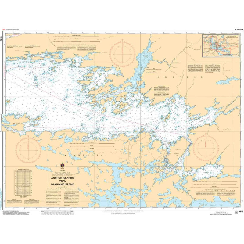 SHC - 6112 - carte marine - Rainy Lake/Lac à la pluie Southeast Portion/Partie sud-est Anchor Islands to/à Oakpoi