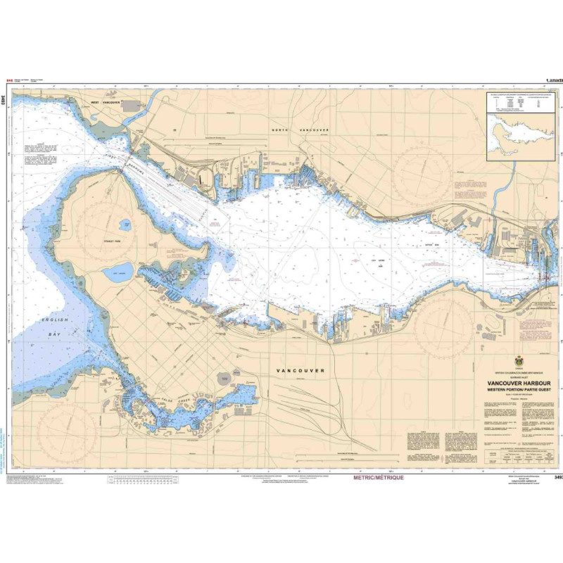 Service Hydrographique du Canada - 3493 - Vancouver Harbour Western Portion/Partie Ouest