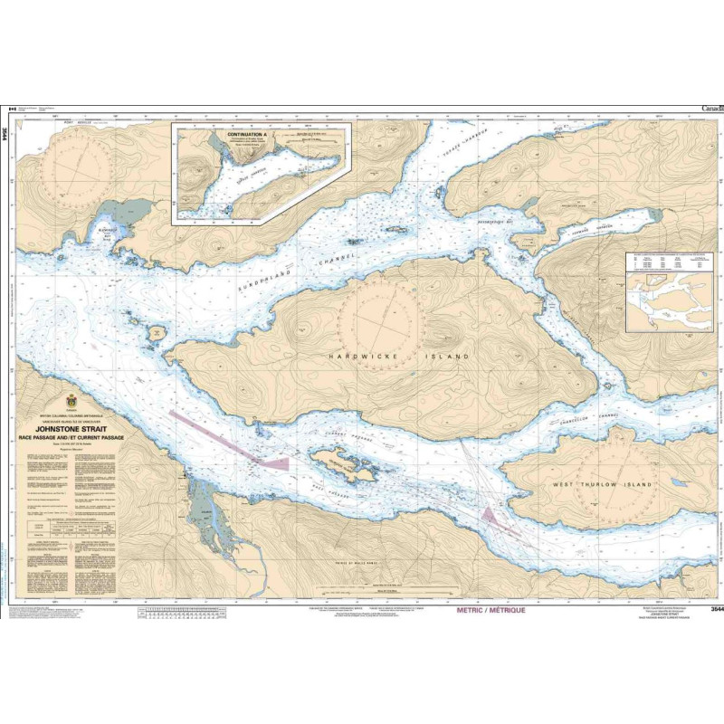 Service Hydrographique du Canada - 3544 - Johnstone Strait, Race Passage and/et Current Passage