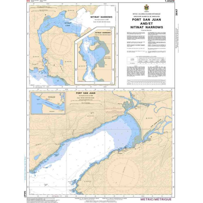 Service Hydrographique du Canada - 3647 - Port San Juan and/et Nitinat Narrows