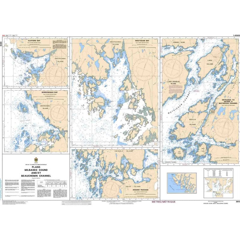 Service Hydrographique du Canada - 3910 - Plans - Milbanke Sound and/et Beauchemin Channel