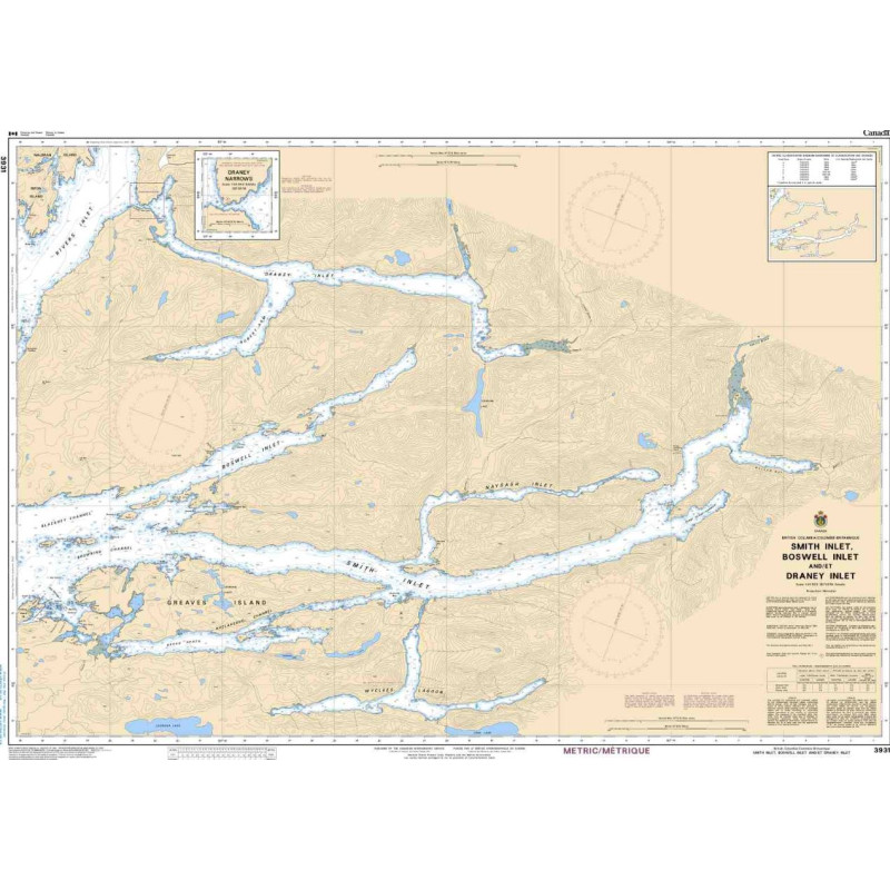 Service Hydrographique du Canada - 3931 - Smith Inlet, Boswell Inlet and/et Draney Inlet