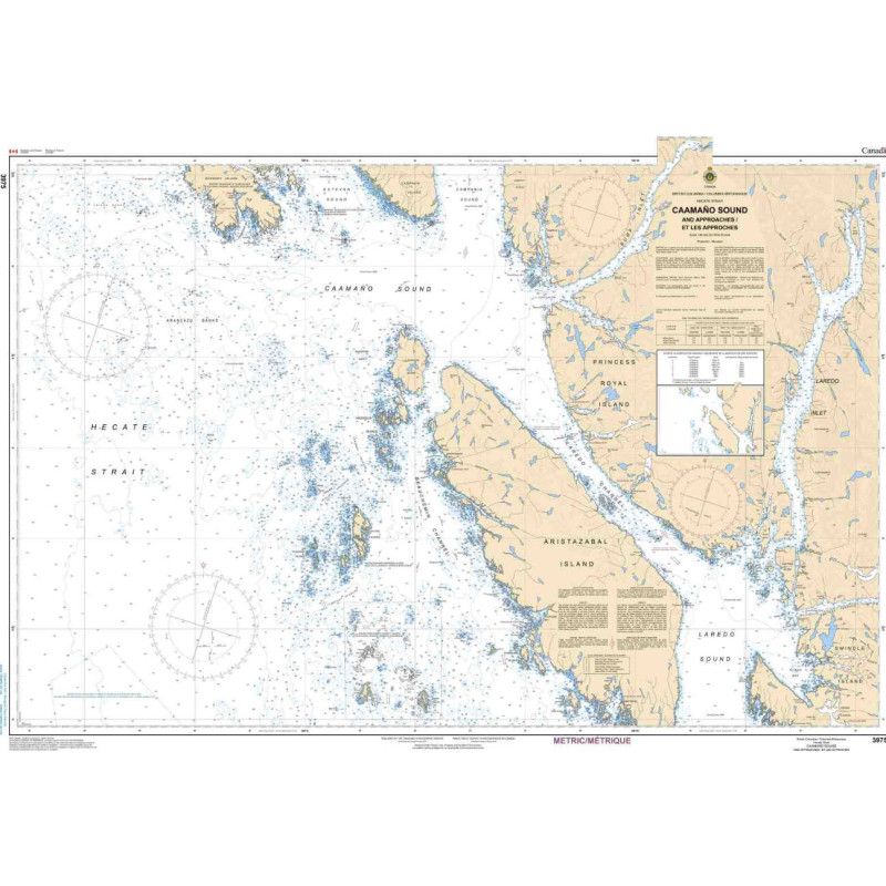 Service Hydrographique du Canada - 3975 - Caamaño Sound and Approaches/et les approches