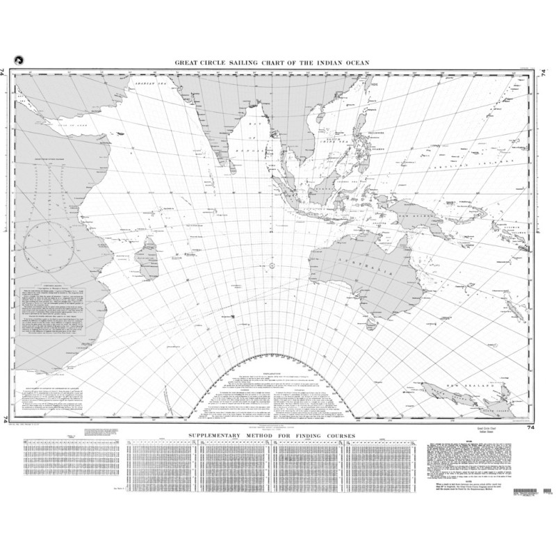 NGA - 74 - Great Circle Sailing Chart of the Indian Ocean