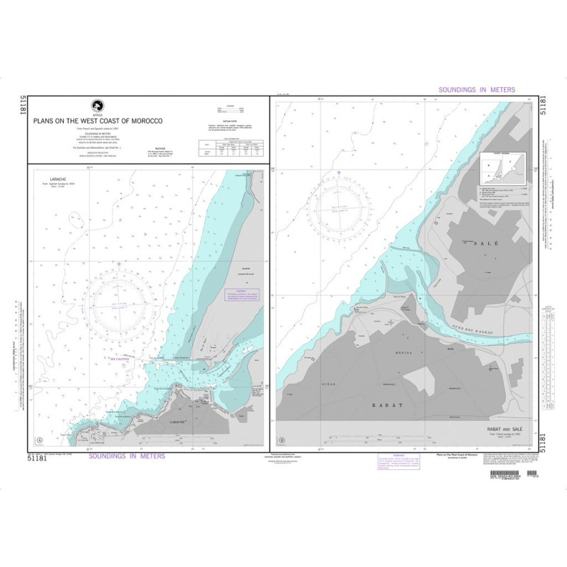 NGA - 51181 - Plans on the West Coast of Morocco - A. Larache - B. Rabat and Sale