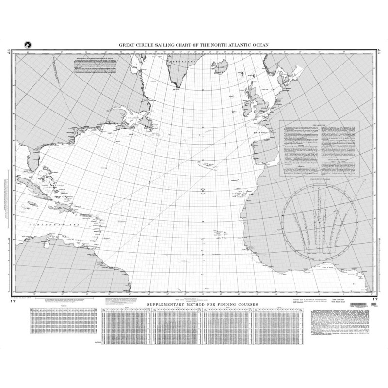 NGA - 17 - Great Circle Sailing Chart of the North Atlantic Ocean