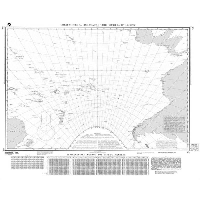 NGA - 63 - Great Circle Sailing Chart of the South Pacific Ocean