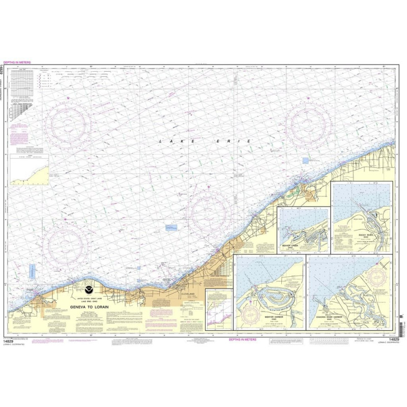 NOAA - 14829 - Geneva to Lorain (Metric) - Beaver Creek - Rocky River - Mentor Harbor - Chagrin River Harbor