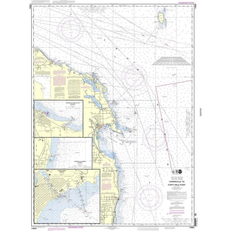 NOAA - 14864 - Harrisville to Forty Mile Point - Harrisville Harbor - Alpena Harbor - Rogers City and Calcite