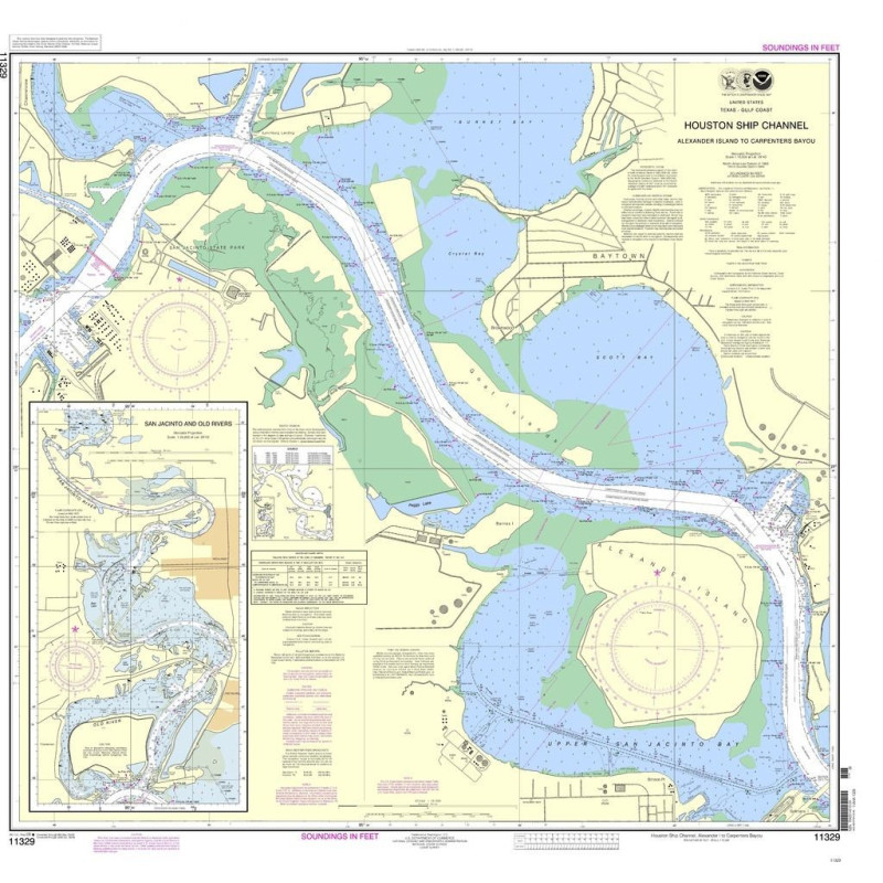 NOAA - 11329 - Houston Ship Channel - Alexander Island to Carpenters Bayou - San Jacinto and Old Rivers