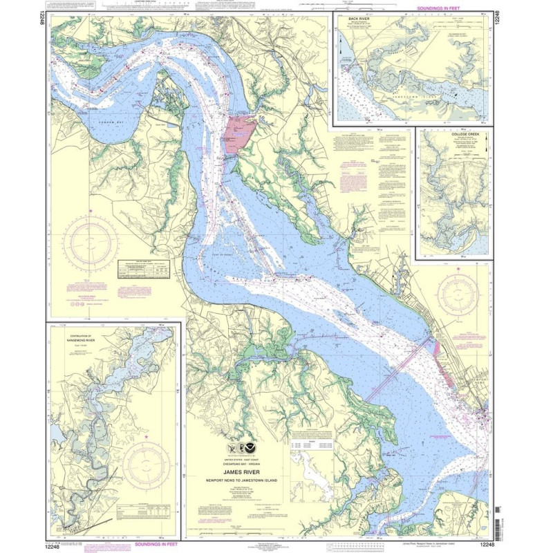 NOAA - 12248 - James River - Newport News to Jamestown lsland - Back River and College Creek