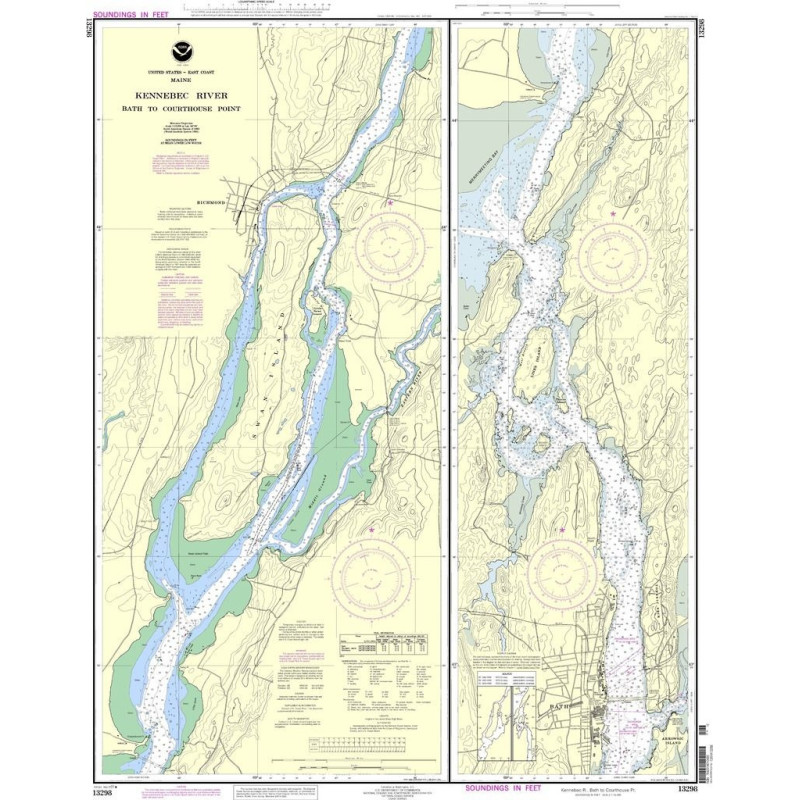 NOAA - 13298 - Kennebec River - Bath to Courthouse Point