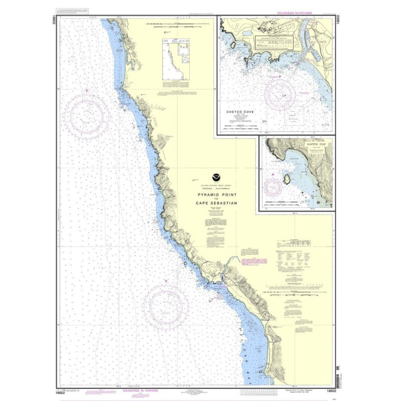 NOAA - 18602 - pyramid point to Cape Sebastian - Chetco Cove - Hunters Cove