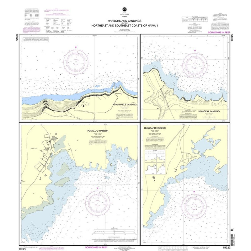 NOAA - 19322 - Harbors & Landings on the Northeast & Southeast Coasts of Hawai‘I - Honokaa Landing - Honu‘apo Bay - Kukuihaele L