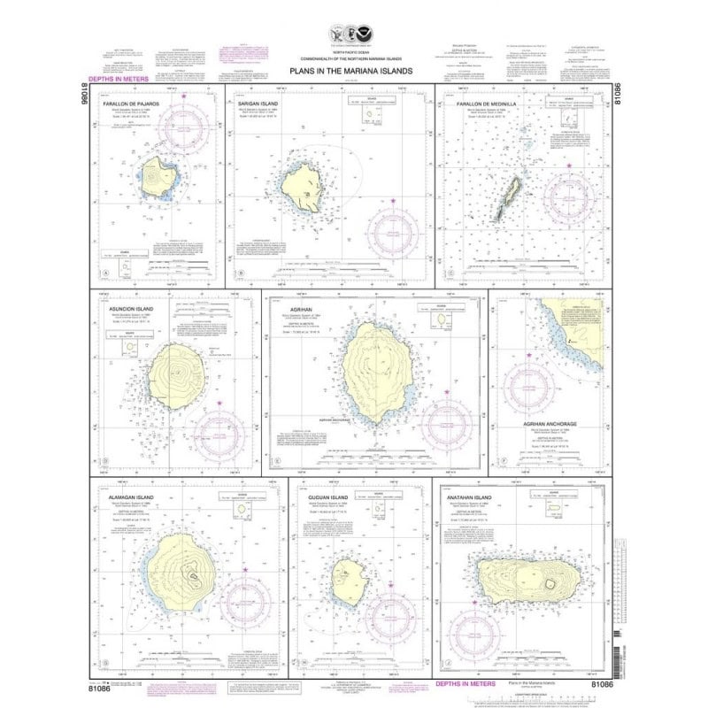 NOAA - 81086 - Plans in the Mariana Islands (Metric) - Agrihan Anchorage - Agrihan - Anatahan Island - Asuncion Island - Alamaga