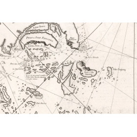 Toile tendue carte marine ancienne de détroit de Singapour et de Malacaa en 1755