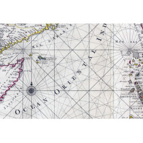 Toile tendue carte marine ancienne de l'Océan Indien en 1708