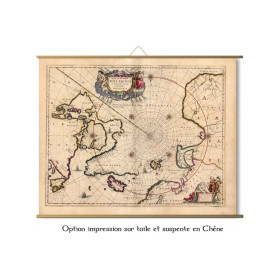 Toile tendue carte marine ancienne de la Région polaire en 1692