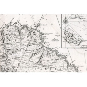 Toile tendue carte marine ancienne de Belle île en Mer en 1761