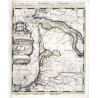 Toile tendue carte marine ancienne de Bordeaux à Saint Sebastien en 1693