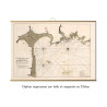 Toile tendue carte marine ancienne de Granville à Cap Frehel en 1693