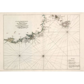Toile tendue carte marine ancienne de l'Anse de Goulven à Ouessant en 1693