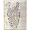 Toile tendue carte marine ancienne de la Corse en 1763