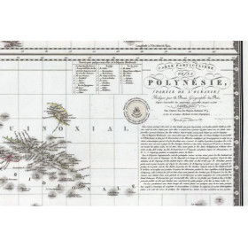 Toile tendue carte marine ancienne de la Polynésie en 1826