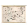 Toile tendue carte marine ancienne de la manche en 1693