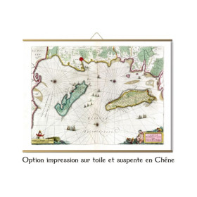 Toile tendue carte marine ancienne des Îles de Ré et d'Oléron