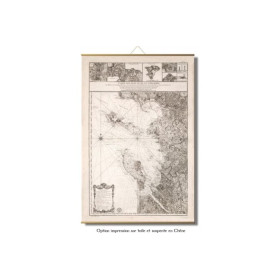 Toile tendue carte marine ancienne des Îles de Ré et d'Oléron en 1765