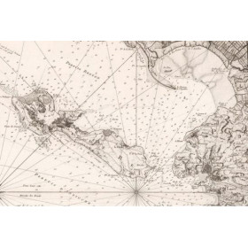 Toile tendue carte marine ancienne des Îles de Ré et d'Oléron en 1765