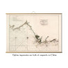 Toile tendue carte marine ancienne de Cap Frehel à Tregastel en 1693