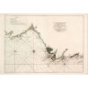 Toile tendue carte marine ancienne du Cap Frehel à Tregastel en 1693