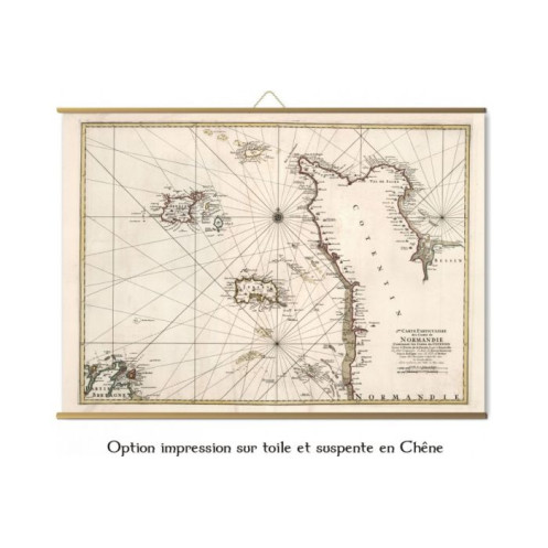 Toile tendue carte marine ancienne du Cotentin en 1693