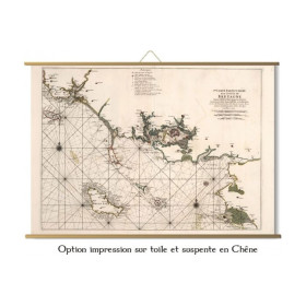 Toile tendue carte marine ancienne du Morbihan en 1693
