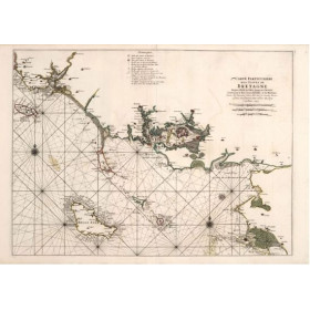 Toile tendue carte marine ancienne de Morbihan en 1693