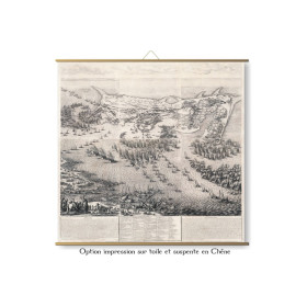 Toile tendue gravure marine ancienne Grande carte du siège de la citadelle de Saint Martin de l'Île de Ré - 92 x 91 c