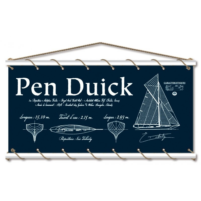 Toile tendue coton Pen Duick - Croquis - marine