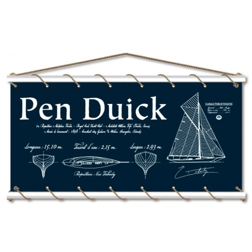 Toile tendue coton Pen Duick - Croquis - marine Toile tendue coton Pen Duick - Croquis - marine
