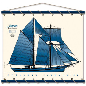 Toile tendue coton Jeanne goélette Islandaise - bleu