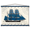 Toile tendue coton trois mâts Barque - 1867 - bleu