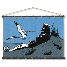 Toile tendue Corto Maltese sur la dune bleu - 140 x 100 cm