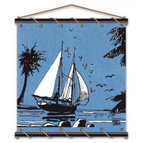 Toile tendue coton Corto Maltese - Adieu - bleu