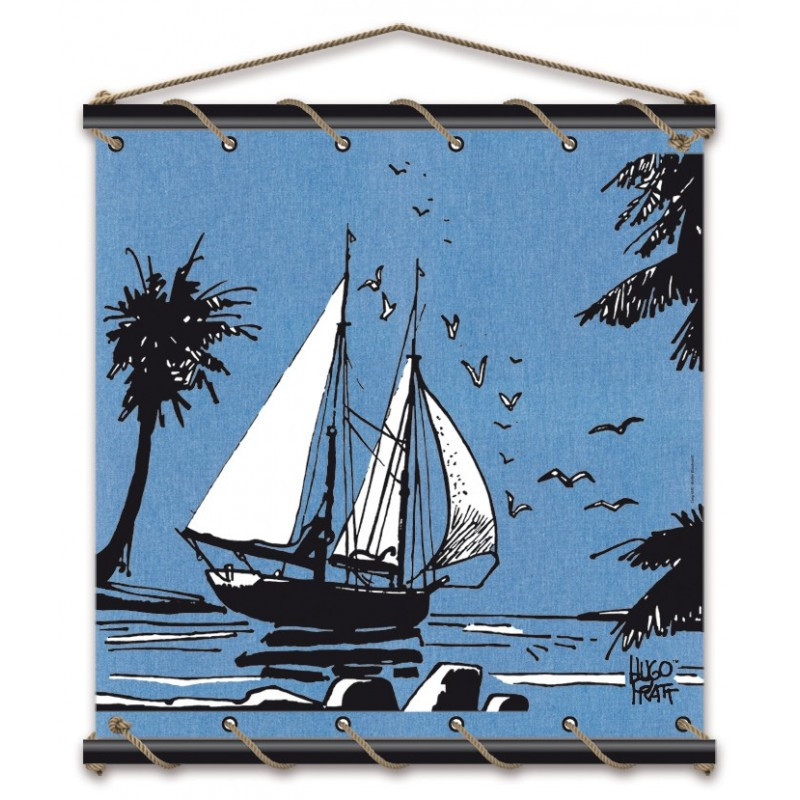 Toile tendue coton Corto Maltese - Adieu - bleu